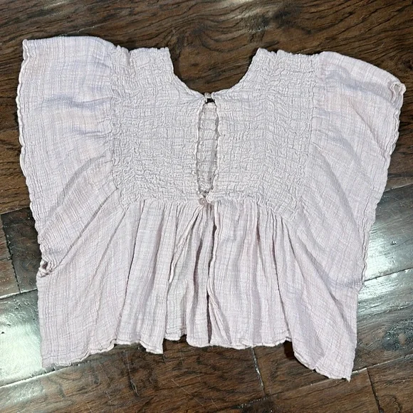 Free People Light Pink Textured Top size Large - Picture 2 of 5